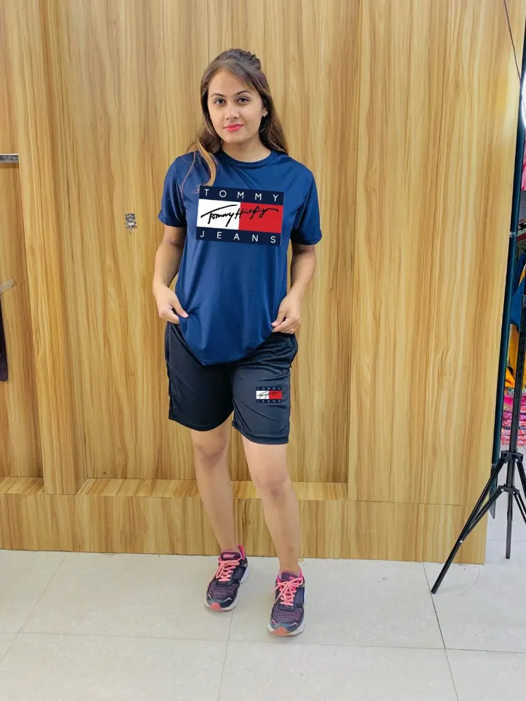 TOMMY HILFIGAR [ T- Shirt+ Short ] combo tracksuit for girls